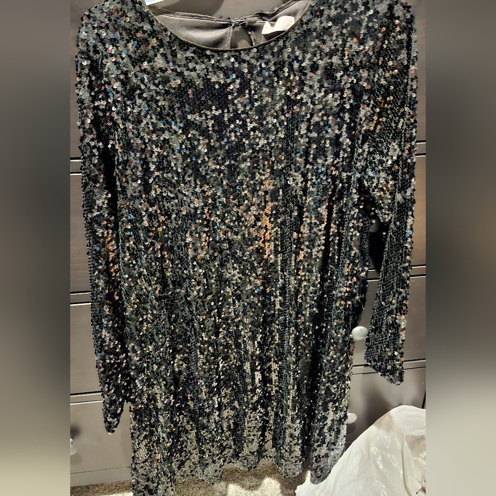 Sequin Long Sleeve Dress- LAUREN CONRAD